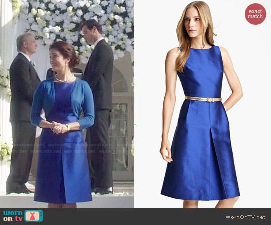 Michael Kors Belted A-line Shantung Dress worn by Mellie Grant (Bellamy Young) on Scandal