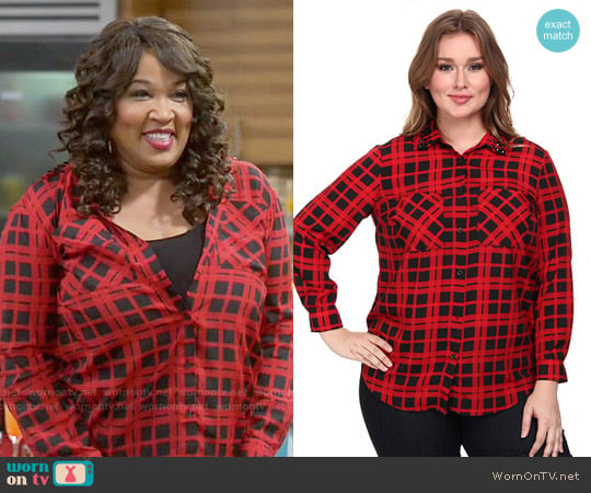 MICHAEL Michael Kors Townsend Embellished Button Down Shirt worn by Yolanda (Kym Whitley) on Young and Hungry