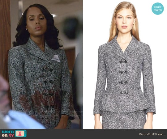 Michael Kors Double Breasted Tweed Jacquard Jacket worn by Olivia Pope (Kerry Washington) on Scandal