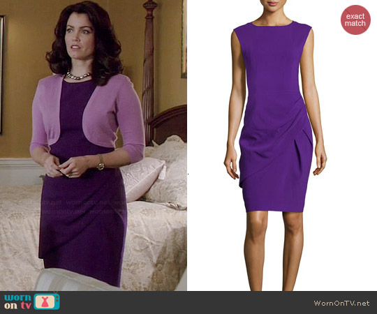 Michael Kors Draped Sheath Dress in Grape worn by Mellie Grant (Bellamy Young) on Scandal