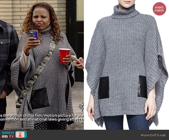 MICHAEL Michael Kors Leather Pocket Knit Poncho worn by Tymberlee Hill on Marry Me