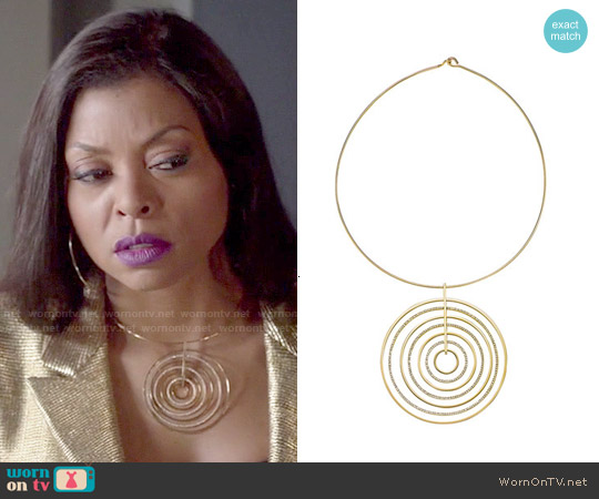 Michael Kors Pave Disc Pendant Necklace worn by Cookie Lyon (Taraji P. Henson) on Empire