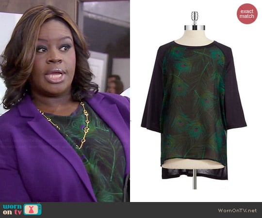 MICHAEL Michael Kors Peacock Feather Print Tunic worn by Retta on Parks & Rec