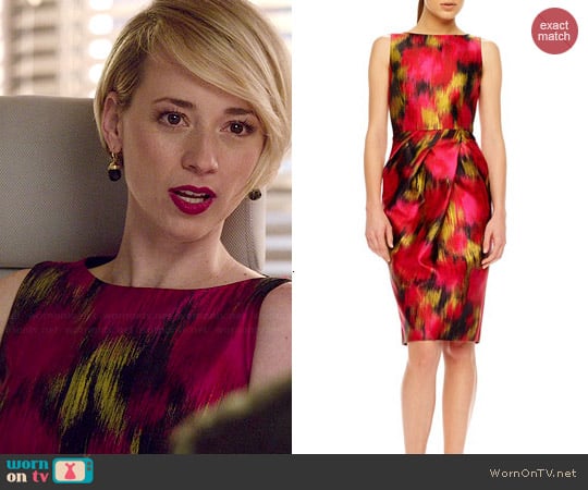 Michael Kors Zinnia Printed Shantung Dress worn by Margaux Lemarchal (Karine Vanasse) on Revenge