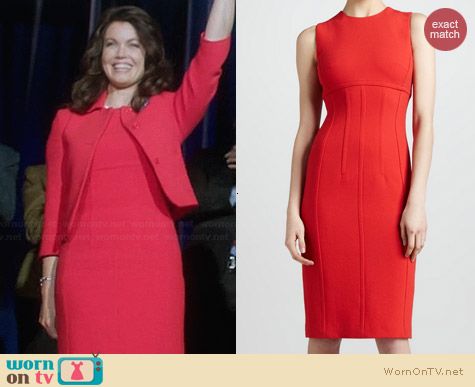 Michael Kors Red Boucle Sheath Dress worn by Bellamy Young on Scandal