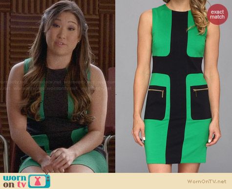 MICHAEL Michael Kors Sleeveless Zip Pocket Dress in Spring Green worn by Jenna Uskowitz