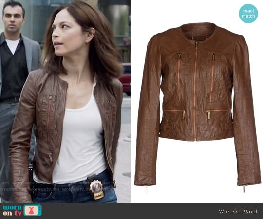 MICHAEL Michael Kors Distressed Leather Jacket worn by Catherine Chandler (Kristin Kreuk) on Beauty and the Beast