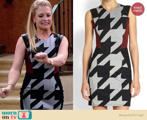 Mason by Michelle Mason Houndstooth Combo Dress worn by Melissa Joan Hart on Melissa & Joey