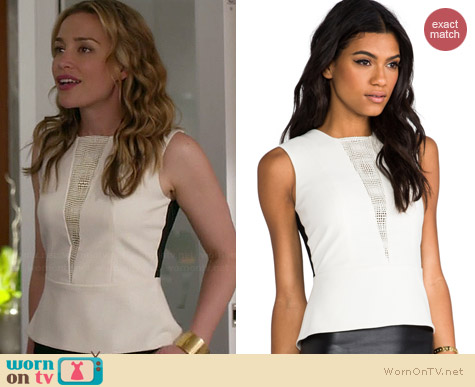 Mason by Michelle Mason Lazer Leather Peplum Top worn by Piper Perabo on Covert Affairs