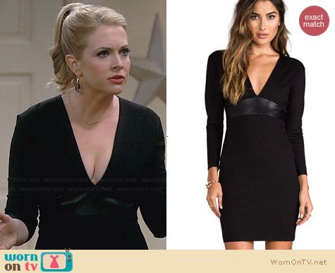 Mason by Michelle Mason Leather Belt Dress worn by Melissa Joan Hart on Melissa & Joey