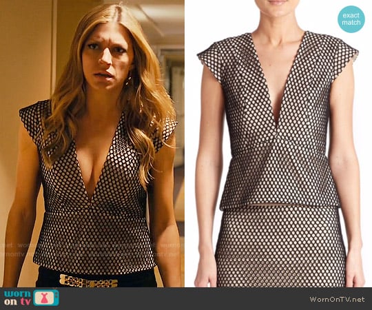 Mason by Michelle Mason Mesh Peplum Top worn by Josslyn Carver (Jes Macallan) on Mistresses