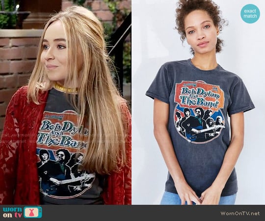 Midnight Rider Bob Dylan Tee worn by Maya Hart (Sabrina Carpenter) on Girl Meets World