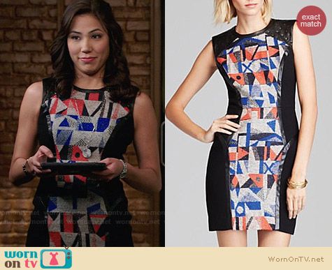 Milly Couture Geometric Jacquard Sheath worn by Michaela Conlin on Bones