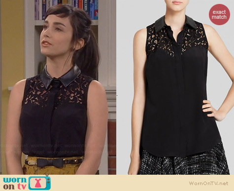 Milly Jane Leather Collar Blouse worn by Molly Ephraim on Last Man Standing