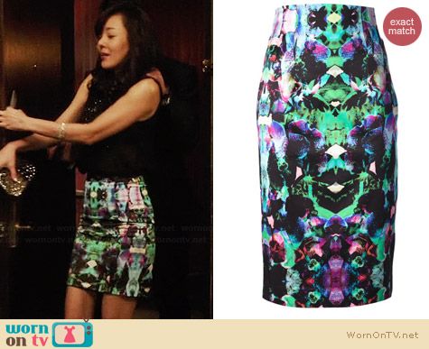 Milly Printed Pencil Skirt worn by Yunjin Kim on Mistresses