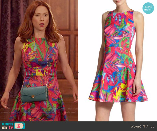 Milly Tropical Print Fit & Flare Dress worn by Kimmy Schmidt (Ellie Kemper) on Unbreakable Kimmy Schmidt