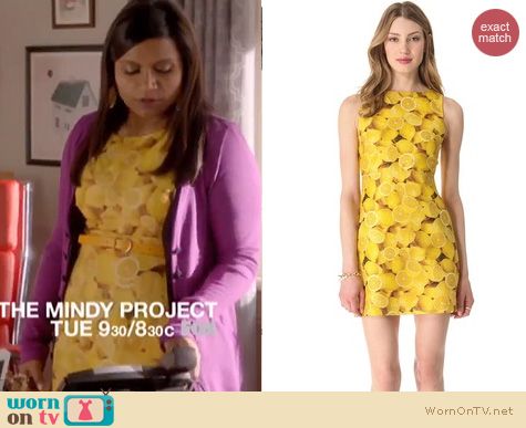 The Mindy Project Fashion: Alice + Olivia Candice lemon dress worn by Mindy Kaling