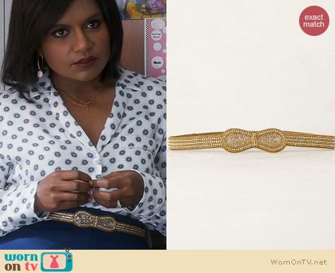 The Mindy Project Fashion: Anthropologie Glistening Bow Belt worn by Mindy Kaling