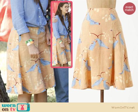 Mindy Project Fashion: Anthropologie Multi Panel Plume Skirt worn by Zoe Jarman