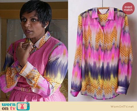 The Mindy Project Fashion: Anthropologie Sani button down worn by Mindy Kaling