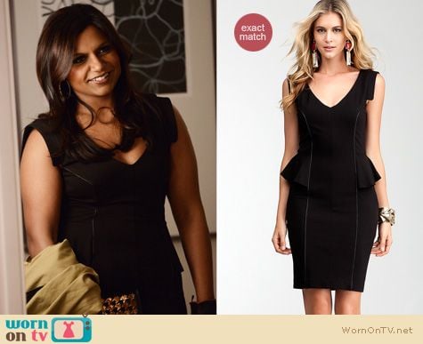 Mindy Project Fashion: Bebe Jenny pelum dress worn by Mindy Kaling