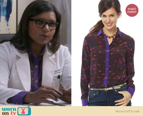 The Mindy Project Fashion: C Wonder Stampede silk shirt worn by Mindy Kaling