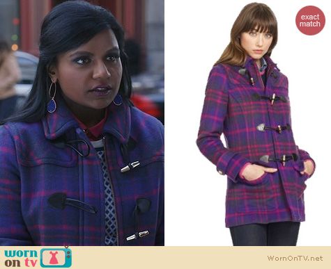 The Mindy Project Fashion: C Wonder Wool Plaid Coat worn by Mindy Kaling