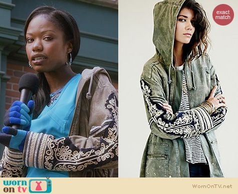 The Mindy Project Fashion: Free People Golden Quills Military Parker worn by Xosha Roquemore