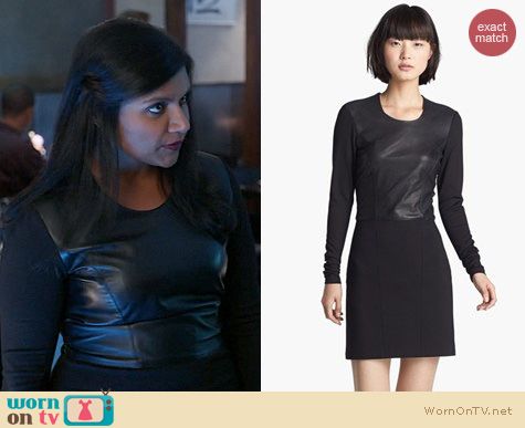 The Mindy Project Fashion: Helmut Lang Leather Combo Dress worn by Mindy Kaling