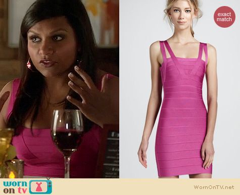 The Mindy Project Fashion: Herve Leger double strap bandage dress worn by Mindy Kaling