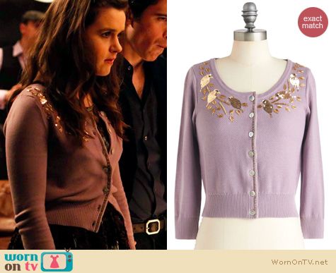 The Mindy Project Fashion: Modcloth's Knitted Dove Good as Goldfinch cardigan worn by Betsey