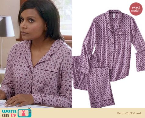 The Mindy Project Fashion: Target Gilligan & O'Malley Challis pajamas worn by Mindy Kaling