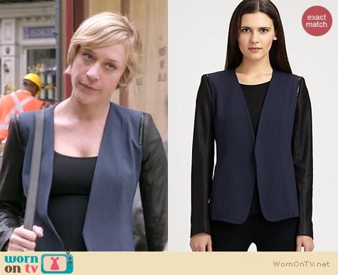 The Mindy Project Fashion: Theory Yaisa jacket worn by Chloe Sevigny