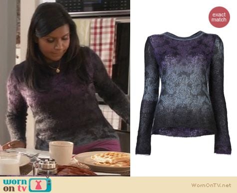 Mindy Project Fashion: Theyskens Theory Knupa Yombre purple sweater worn by Mindy Kaling