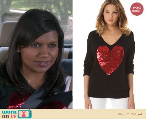 The Mindy Project Fashion: Wildfox Sequin Heart sweater worn by Mindy Kaling