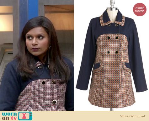 The Mindy Project Style: ModCloth My Tweed Lady coat worn by Mindy Kaling