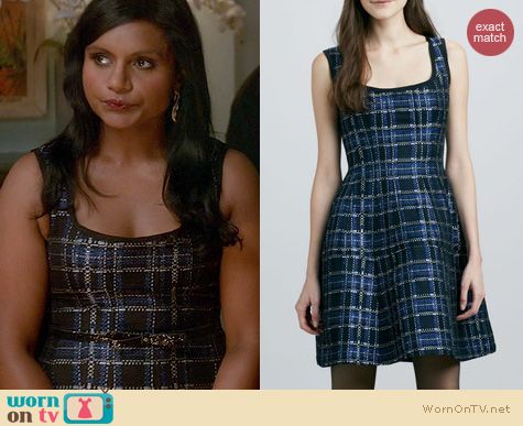 The Mindy Project Style: Nanette Lepore Dazzling Shiny Plaid Dress worn by Mindy Kaling