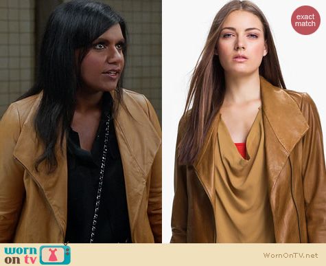 The Mindy Project Style: Vince Leather Scuba Jacket worn by Mindy Kaling