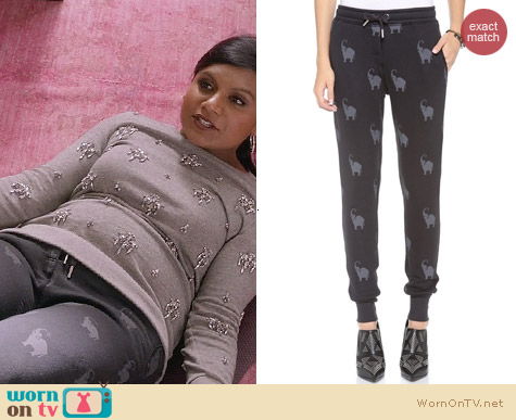 The Mindy Project Style: Zoe Karssen Elephant All Over Sweatpants worn by Mindy Kaling