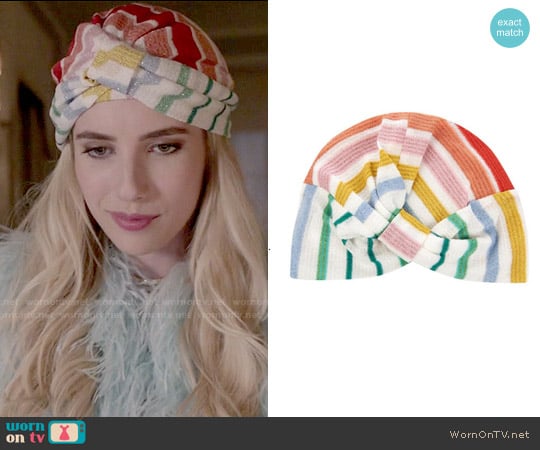 Missoni Mare Striped Greek Knit Turban worn by Chanel Oberlin (Emma Roberts) on Scream Queens