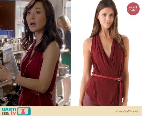 Mistresses Fashion: Helmut Lang Delta Overlap Belted blouse worn by Yunjin Kim