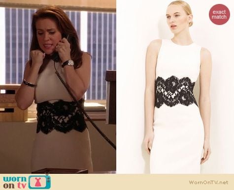 Mistresses Fashion: Michael Kors Lace Detail Boucle dress worn by Alyssa Milano