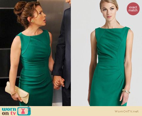 Mistresses Fashion: Milly Green wool sheath dress worn by Alyssa Milano