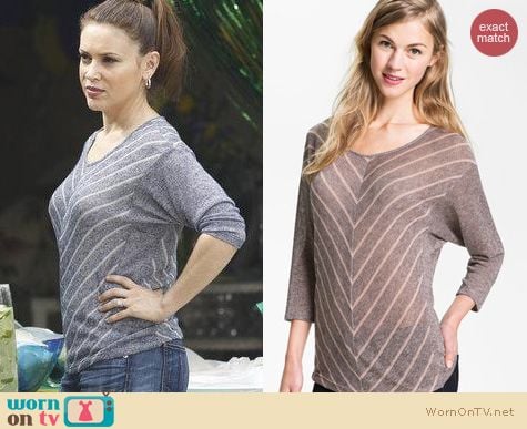 Mistresses Fashion: Olivia Moon Chevron Stripe dolman tee worn by Alyssa Milano