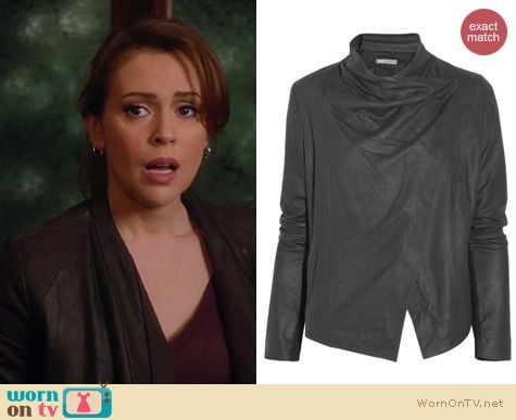 Mistresses Fashion: Vince Leather draped jacket worn by Alyssa Milano