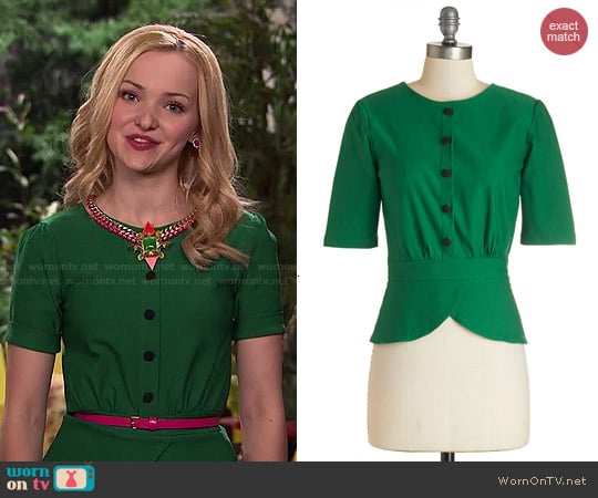 ModCloth Slate In the Day Top in Emerald worn by Liv Rooney (Dove Cameron) on Liv and Maddie