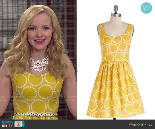 ModCloth Air of Adorable Dress in Dotted Gold worn by Liv Rooney (Dove Cameron) on Liv and Maddie