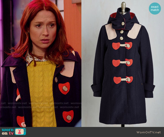 ModCloth Sweet On You Coat worn by Kimmy Schmidt (Ellie Kemper) on Unbreakable Kimmy Schmidt