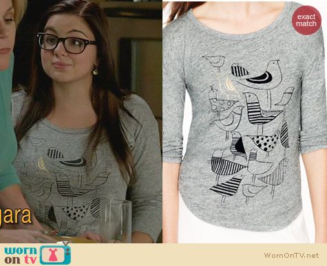 Fashion of Modern Family: J. Crew Funny Birds Tee worn by Ariel Winter