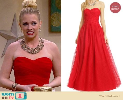 Monique Lhuillier Red Glass Slipper Gown worn by Melissa Joan Hart on Melissa & Joey